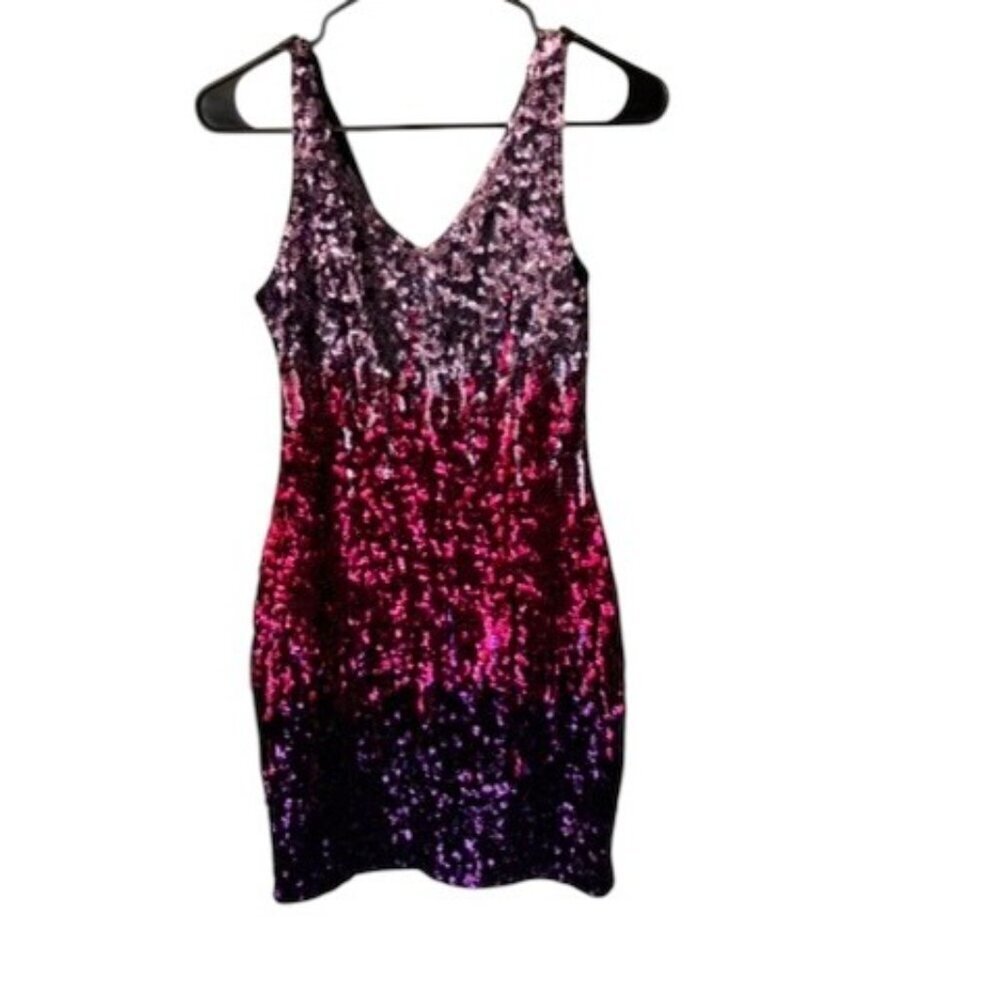 Pretty Guide Women's Purple & Pink Sequin Dress - Picture 3 of 8